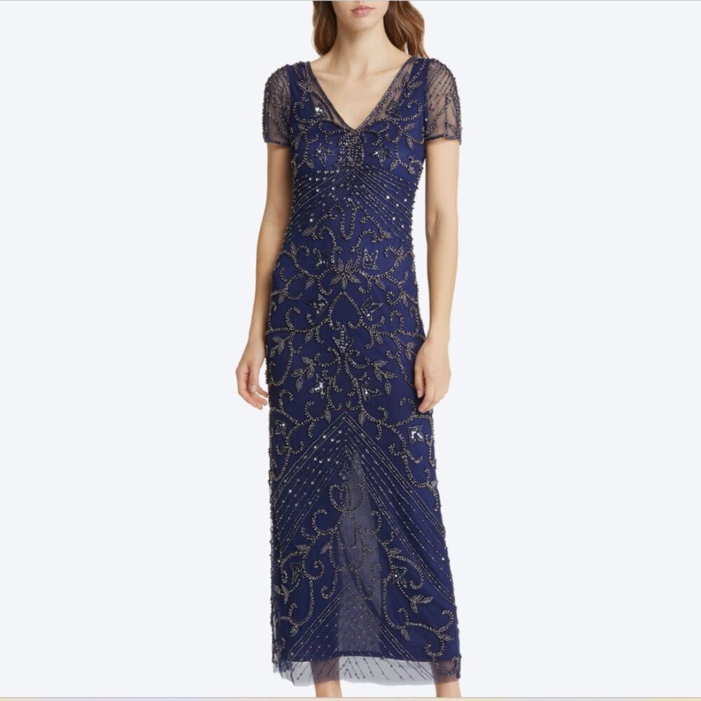 NWT Pisarro Nights Beaded Column Gown, 2